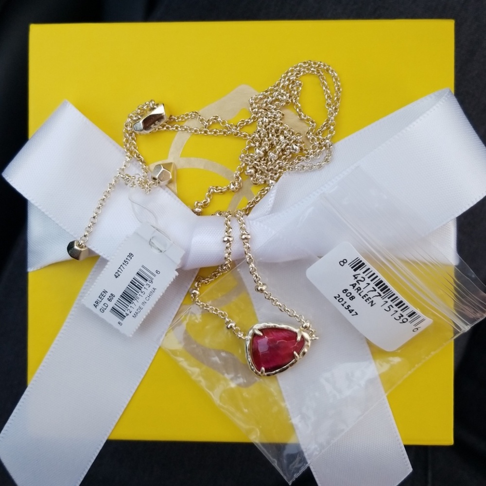 Kendra Scott Arleen Tiger's Eye Bordeaux necklace - Picture 1 of 6